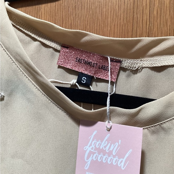 East N West Cropped Sheer Top with Sequin Stars NWT - Picture 3 of 3